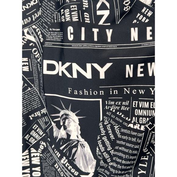 NWT DKNY Newsprint Graphic T-Back One-Piece Swimsuit Black/White Women's Large - Picture 3 of 7